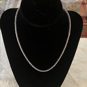 Clare V. Sterling Silver Tennis Diamond-inspired Necklace